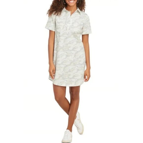 Vineyard Vines NWT Cotton Margo Camo Utility Dress in Grey Beige, size 4 - Picture 1 of 10